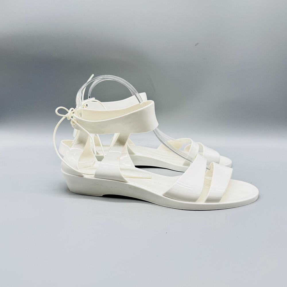 See by Chloe Sandals Womens 8 White Jelly Gladiator Strap Ankle Back Lace Up